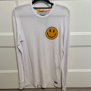 Aviator Nation White Long-Sleeve Tee with Yellow Smiley